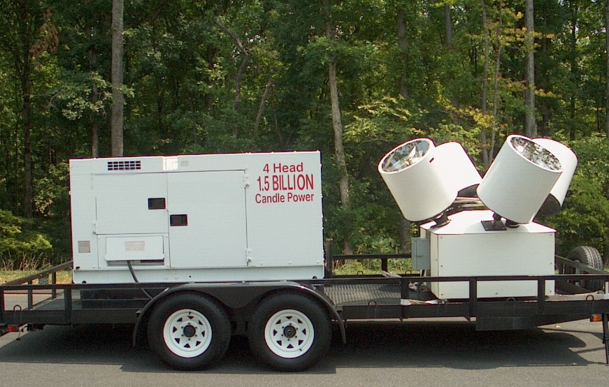 4-head advertising searchlight with its own generator on a trailer